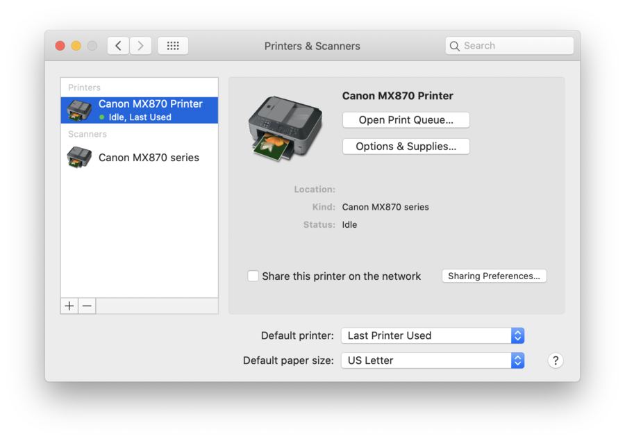 PIXMA MX870 printer