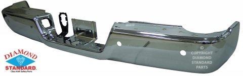 BUMPER FACE BAR- HS STEEL- CHROME- W/ 4 SENSOR HOLES- FOR SINGLE EXHAUST- TYPE 2- DIAMOND STANDARD- CAPA CERTI