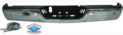 BUMPER ASSEMBLY- HS STEEL- CHROME- W/ 4 SENSOR HOLES- FOR SINGLE EXHAUST- INCLUDES FACE BAR/ BRACKETS/ STEP PA