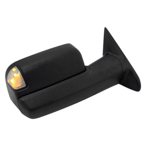 MIRROR, RH (PASSENGER SIDE)- TEXTURED BLACK- POWER- HEATED- SIGNAL- W/ PUDDLE LAMP- TOW TYPE- FLIPS UP TO EXTE
