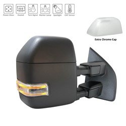 MIRROR ASSEMBLY, RH (PASSENGER SIDE)- TEXTURED BLACK & CHROME CAPS- POWER- HEATED- SIGNAL- W/O BLINDSPOT- W/ S