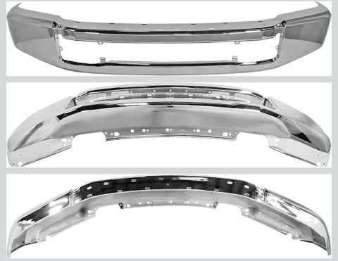 BUMPER FACE BAR- STEEL- CHROME- MODEL W/O FOG LAMPS- W/O FENDER FLARES