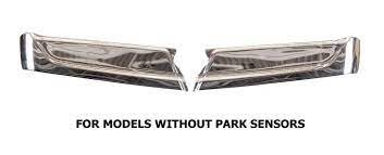 BUMPER FACE BAR END SET- SOLD AS PAIR- STEEL- CHROME- W/O SENSOR HOLES