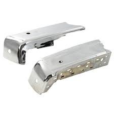 BUMPER FACE BAR END SET- SOLD AS PAIR- STEEL- CHROME- W/ 4 SENSOR HOLES- MODEL W/ AUTOPARK- XLT / LARIAT / KIN