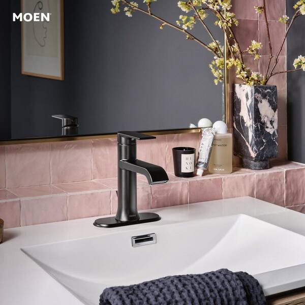 MOEN 84760BL Genta Single Hole Single-Handle Bathroom Faucet in