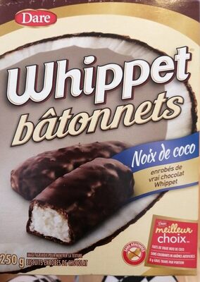 Dare  Whippet Sticks  Chocolate covered Coconut Sticks  250g/8.8oz.  2ct  {Imported from Canada}