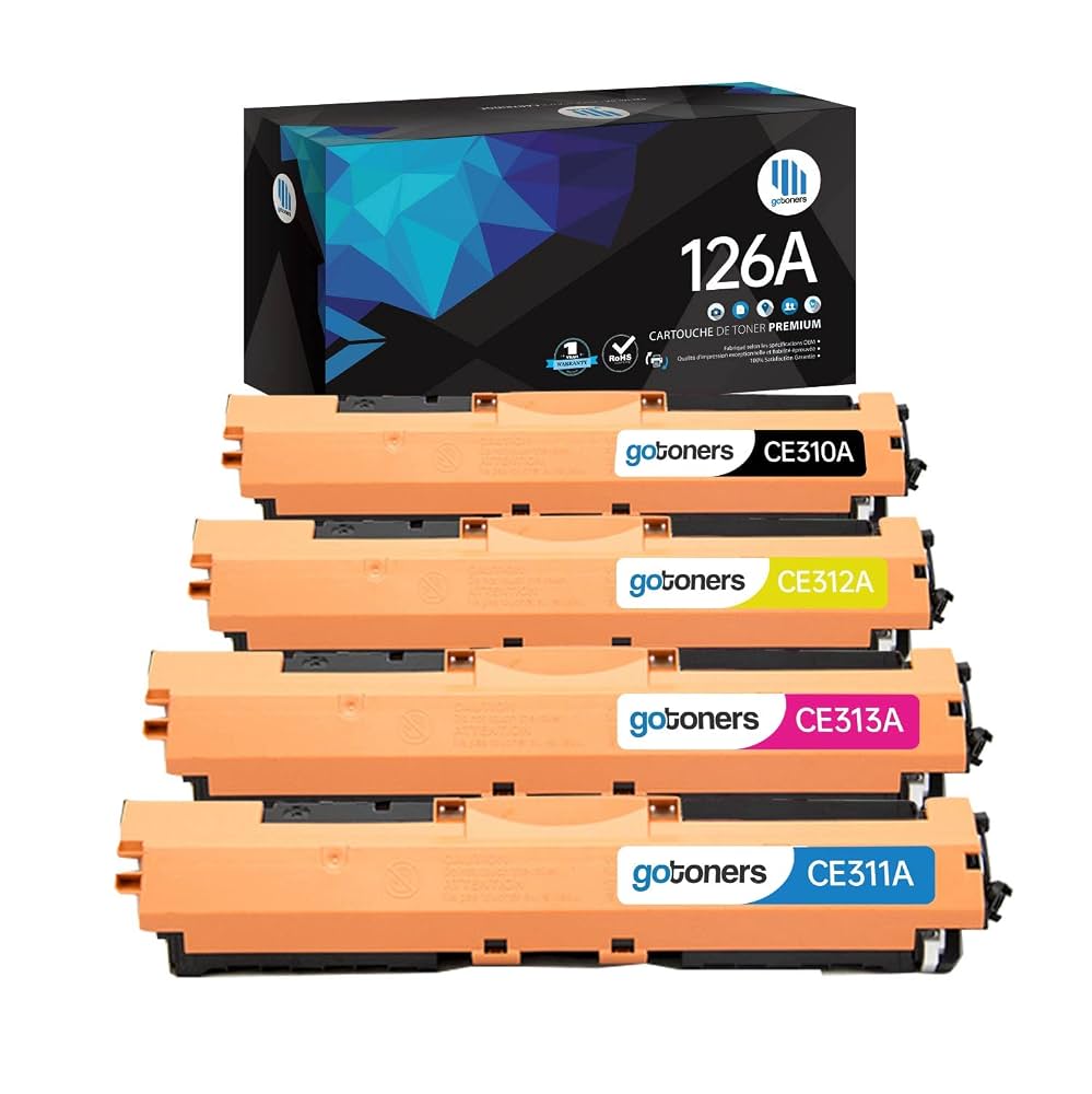 4 Pack aser Toner Cartridge for Hewlett Packard HP 126A, CE310A Black, CE311A Cyan, CE313A Magenta, CE312A Yellow MFP M175a,