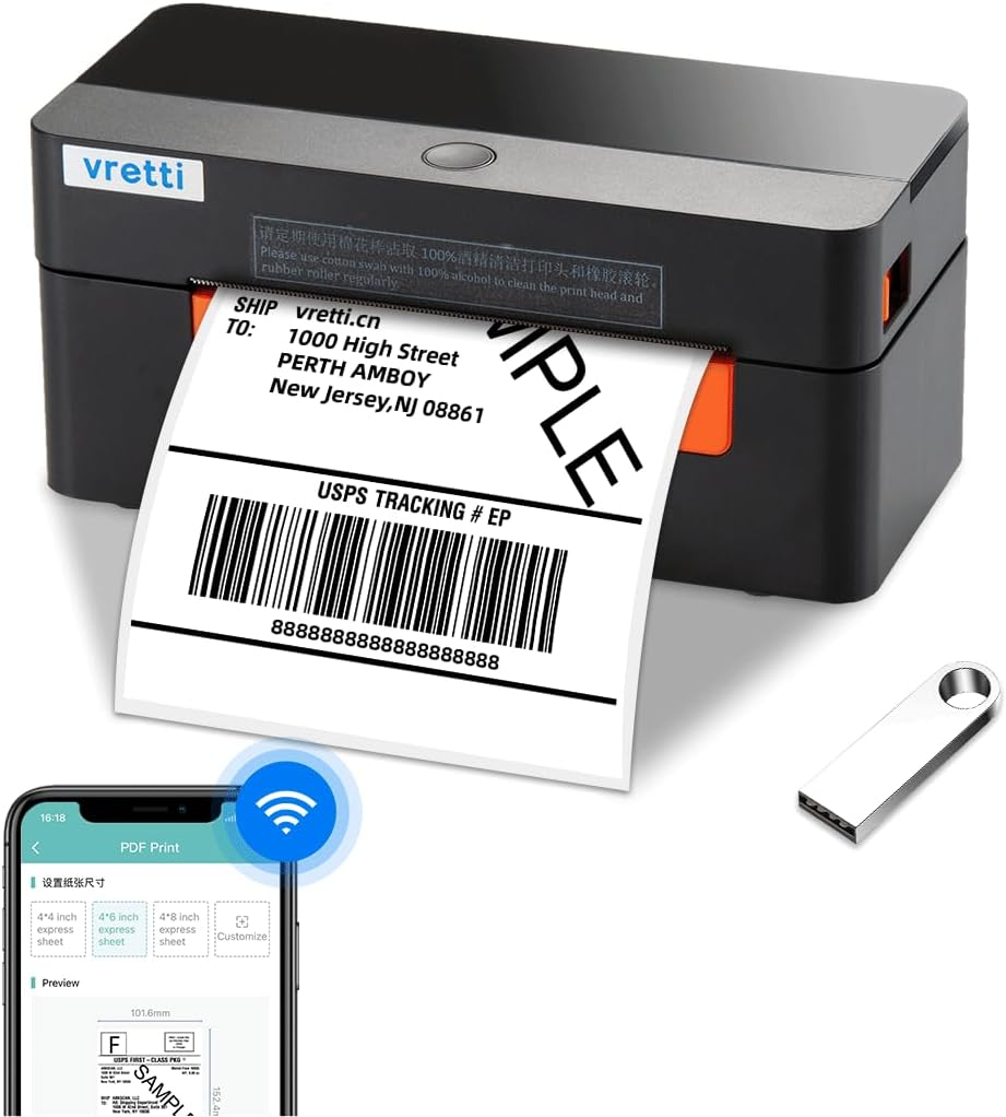 Bluetooth Shipping Label Printer 4x6 Wireless Label Printer for Small Business S