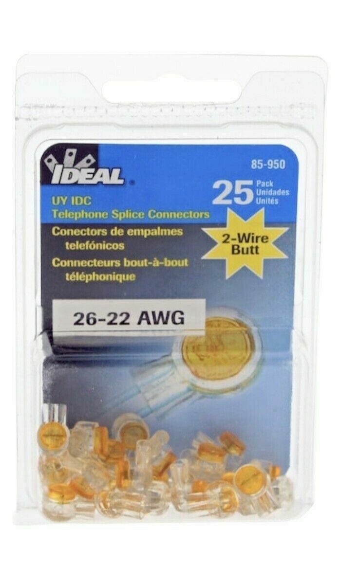IDC 2-WIRE UY YELLOW BUTT SPLICE JELLYBEAN CONNECTORS - 85-950 -