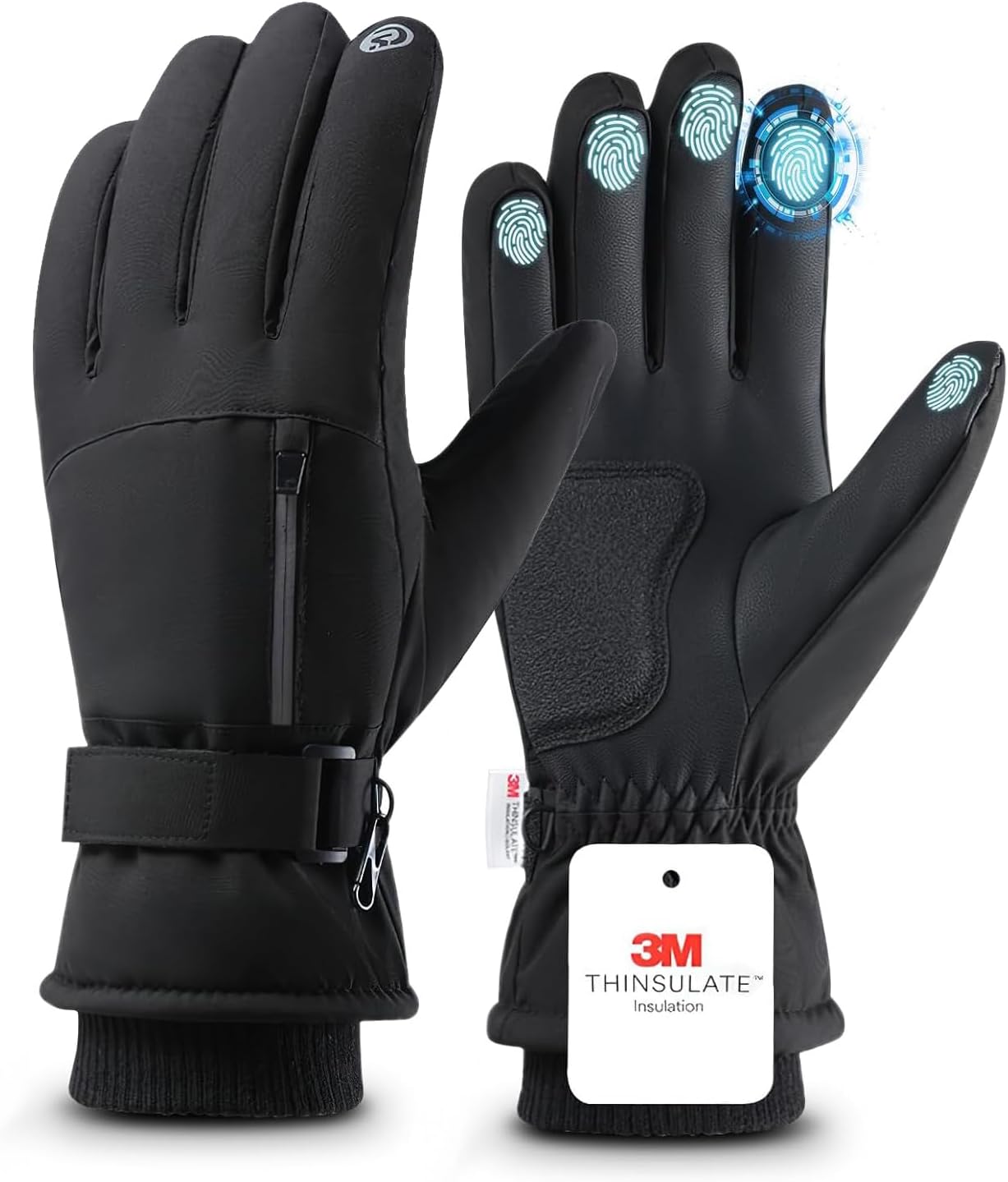 Winter Gloves Men Women Windproof Warm Thick Leather Thermal Mittens Touchscreen
