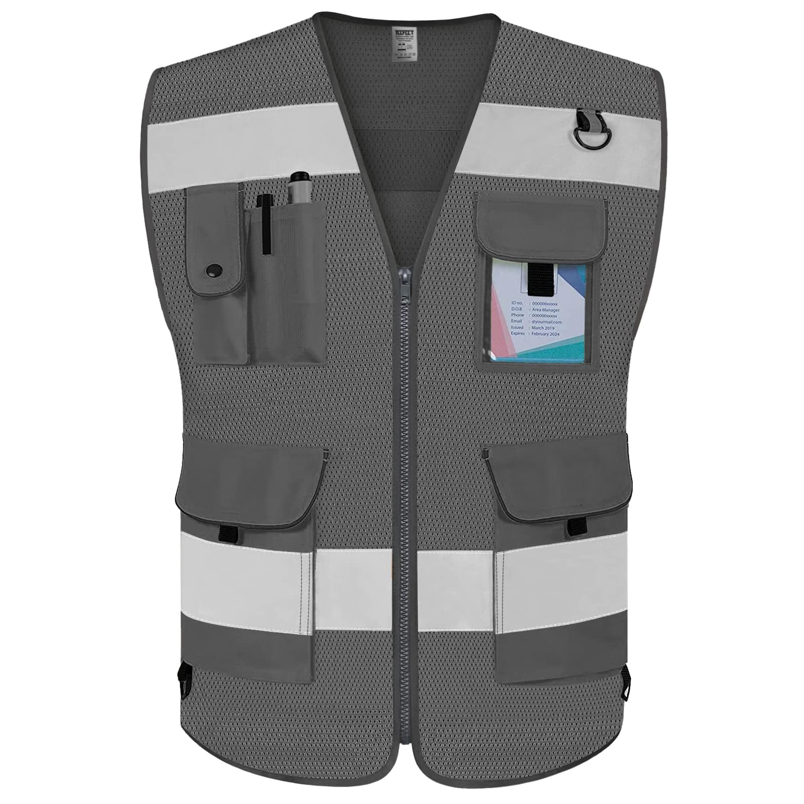 TCCFCCT High Visibility Vest 9 Pockets Hi Vis Reflective Safety Vest for Men Women, Construction Vest with Reflective Strips, Meets ANSI/ISEA Standards, (CA-Yellow Small)