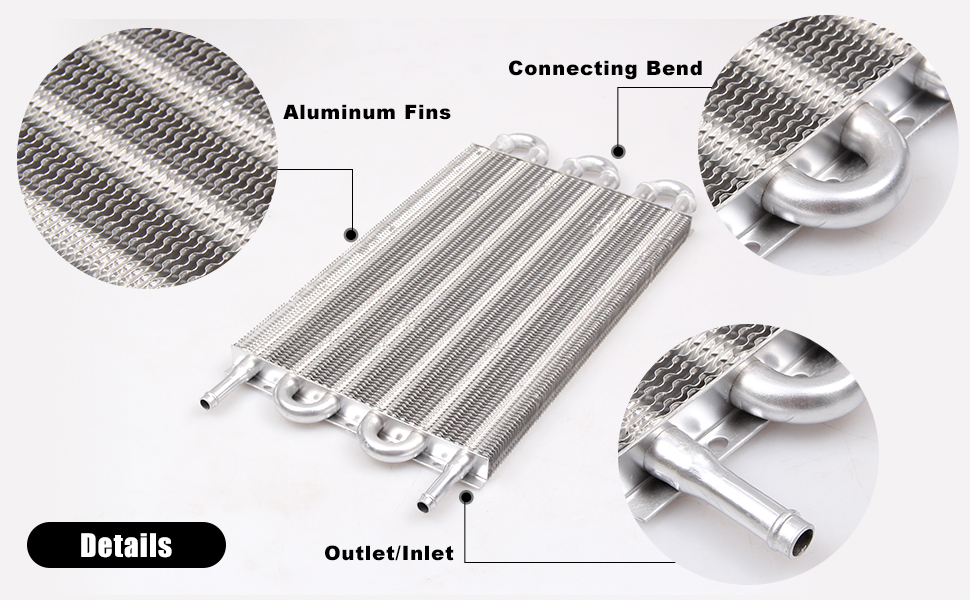 Ruien 6 Rows Aluminum Auto-Manual Radiator Converter/Car Transmission Oil Cooler Kit Compatible with Most Car