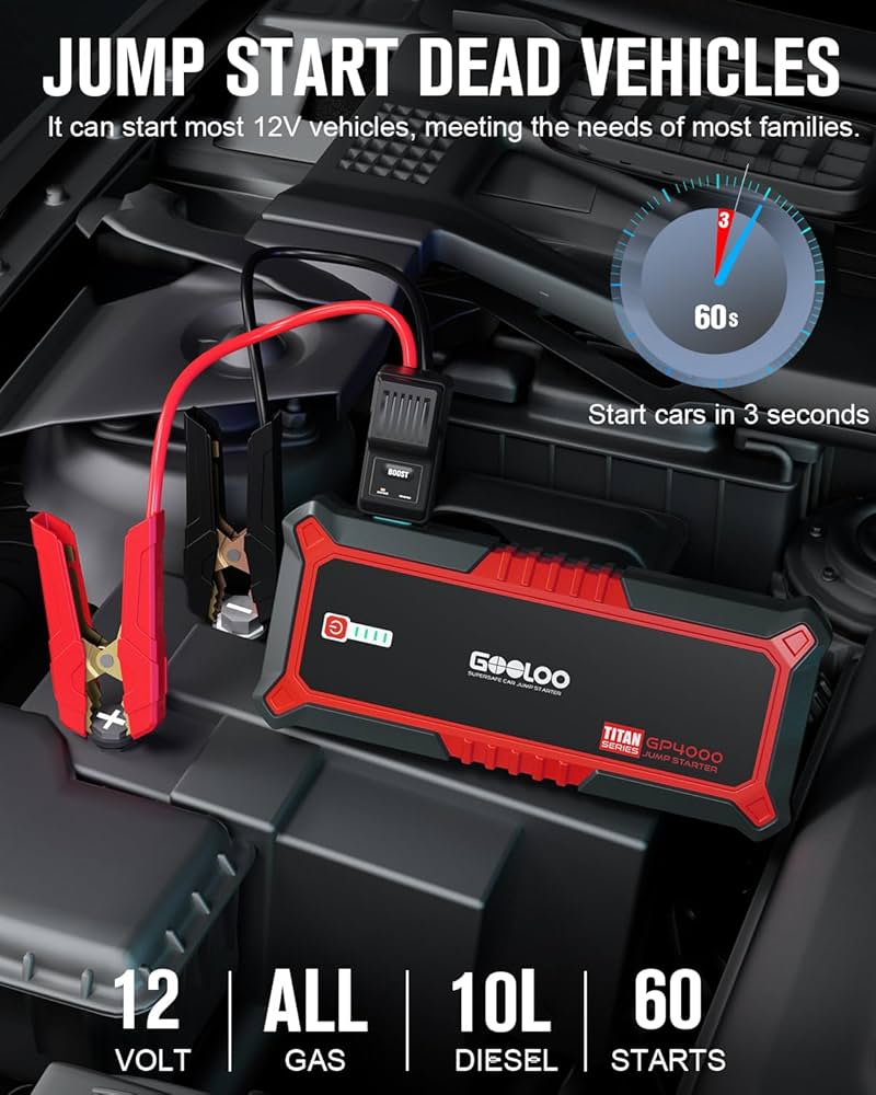GOOLOO 12V Car Jump Starter 4000A Car Battery Starter 26800mAh Portable Power Bank Booster Auto Starting Device Emergency Start