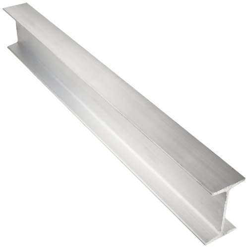 6061 Aluminum I-Beam, Unpolished (Mill) Finish, T6 Temper, ASTM B221/AMS QQ-A-200/8, Equal Leg Length, Squared Corners, 5" Leg Lengths, 8" Width, 0.23" Wall Thickness, 36" Length