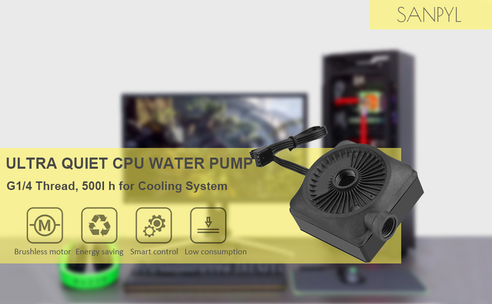 CPU, 12V DC 500L/H PC Water Cooling Pump G1/4 Thread CPU Cooling System Ultra Quiet Water Cooling Pump for Computer G1/4 Thread for PC