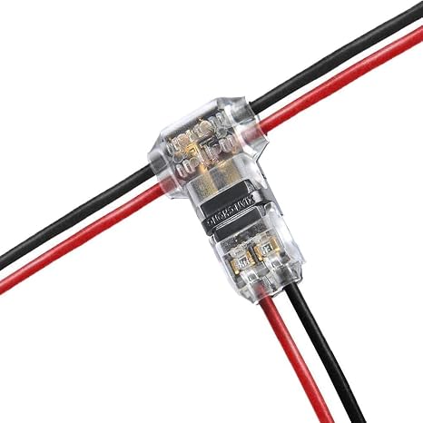 Kalolary Wire Connectors, 24 Pack 2 Pin 2 Way Low Voltage Universal Compact Wire T Tap Connectors, 18-22AWG Electrical Wire Connection Self-Stripping Quick Splice