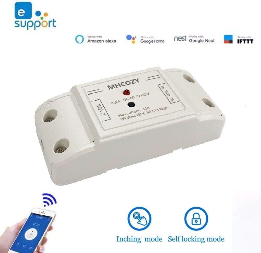 MHCOZY WiFi Momentary Inching Self Locking Wireless Smart Switch Relay Module for Smart Home 5V 5V/12V，Be Applied to Garage Door Opener (4CH with 433Mhz RF)