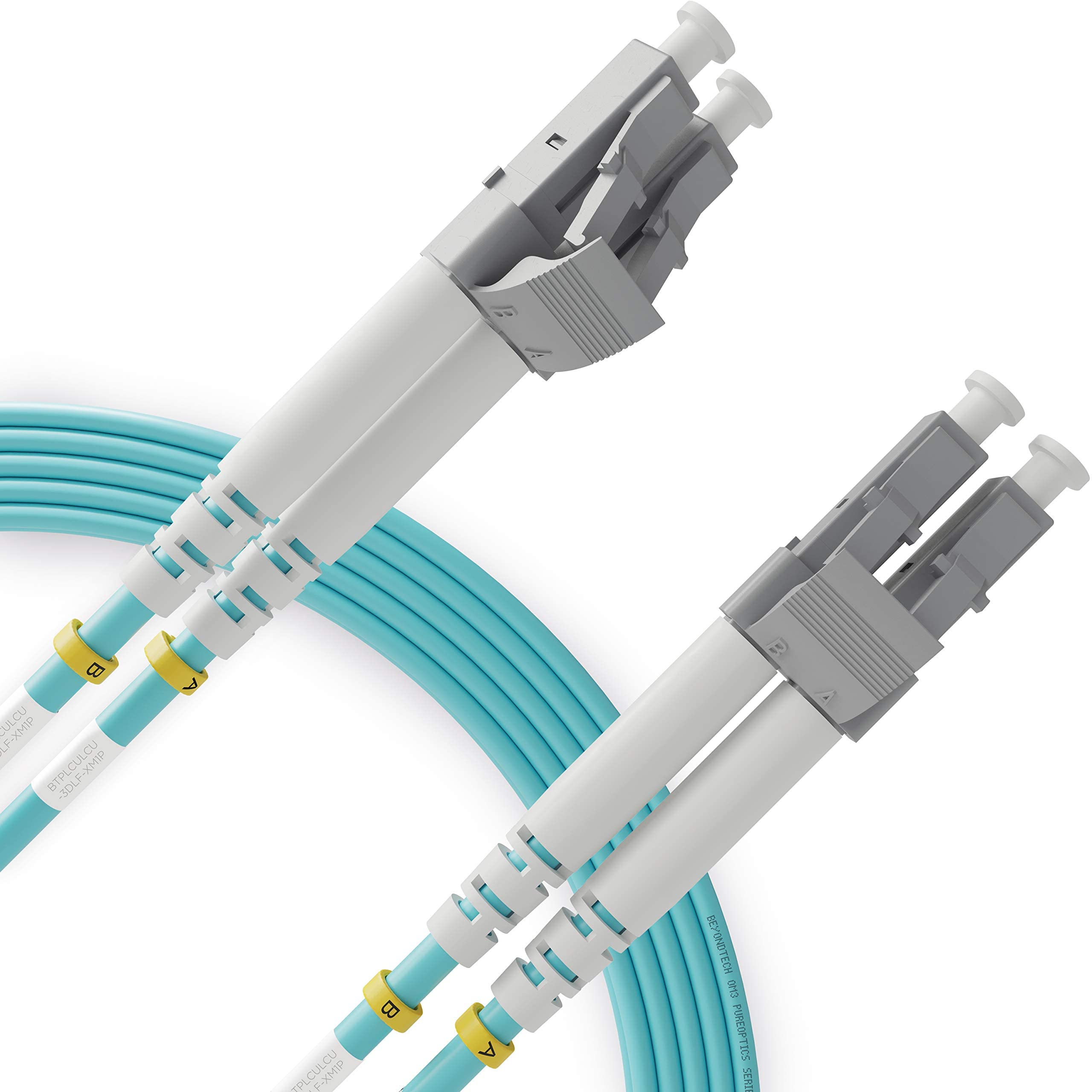 FiberHal Multimode Fiber Patch Optic Cable 50/125 OM3 LC to LC Duplex LSZH, Aqua 10m
