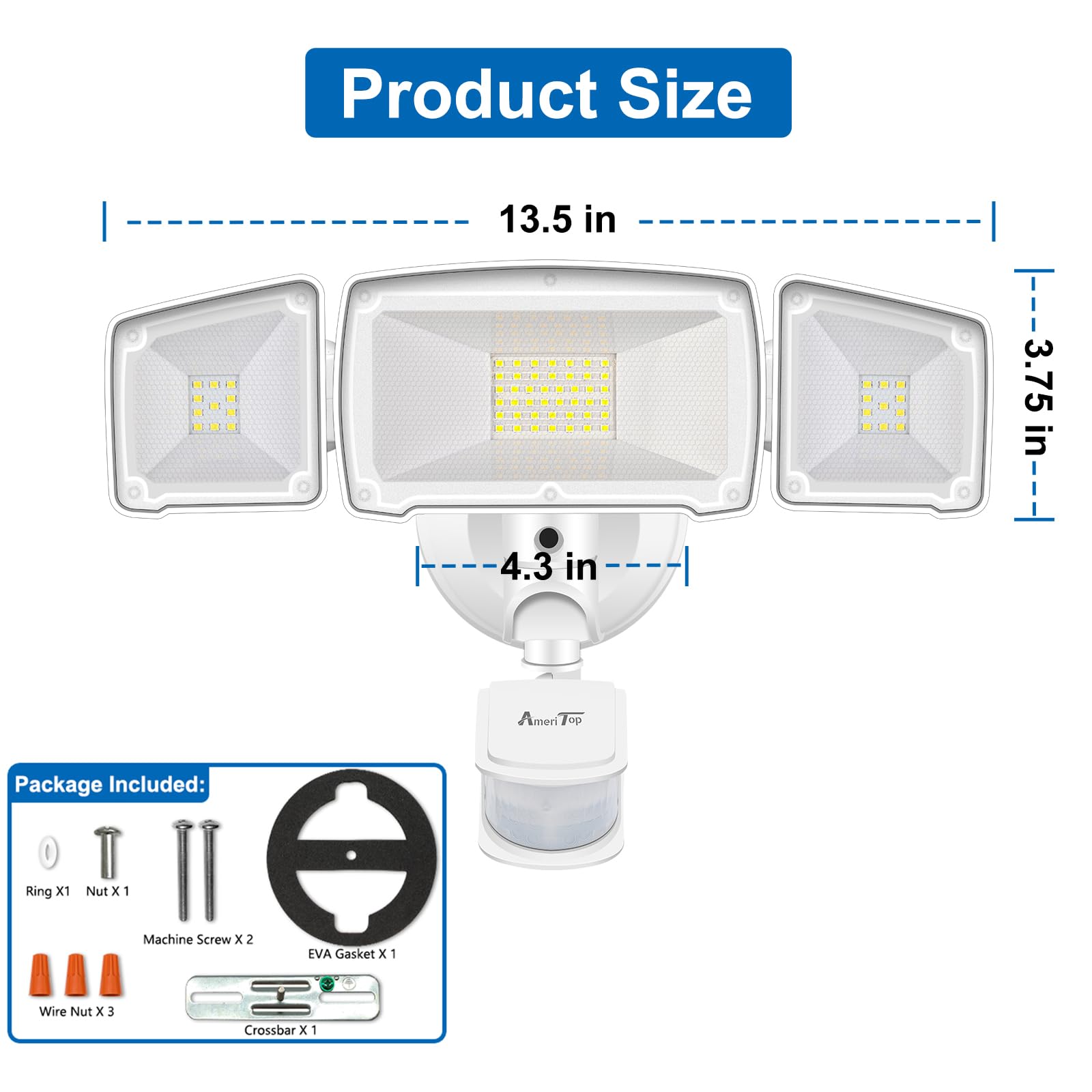 Motion Sensor Lights Outdoor, AmeriTop 35W Ultra Bright 3500LM LED Security Flood Lights with Motion Sensor Mode & Dusk to Dawn Sensor Mode/ ETL Certified IP65 Waterproof Outdoor Light