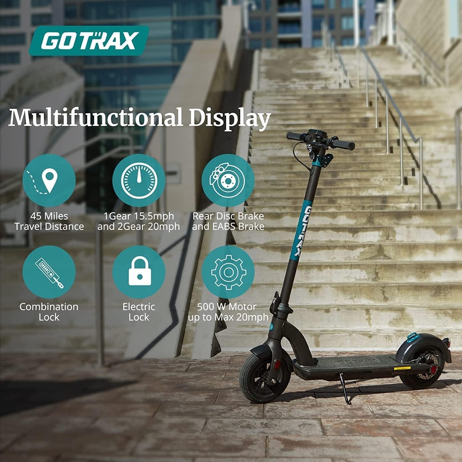 Gotrax Gmax Ultra Electric Scooter, 10" Pneumatic Tires, Max 72Km and 32km/h Speed, Double Anti-Theft Lock, Bright Headlight and Taillight, Foldable and Cruise Control Escooter for Adult