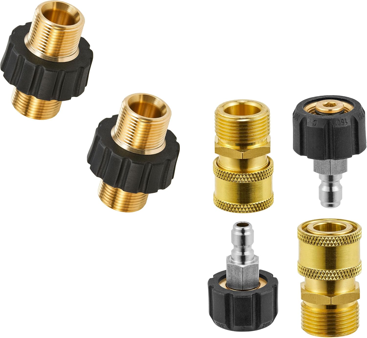 FIXFANS Pressure Washer Adapter Sets, M22 14mm to 1/4'' Quick Connect Fittings kits, Quick Connect Gun to Hose (2 x 2, 2 Pack)