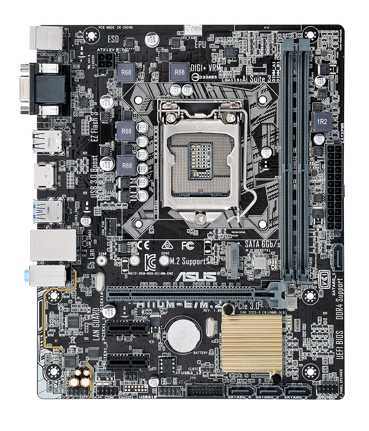 ASUS H110M-E/M.2 LGA1151 DDR4 M.2 HDMI USB3.0 H110 MicroATX Moth