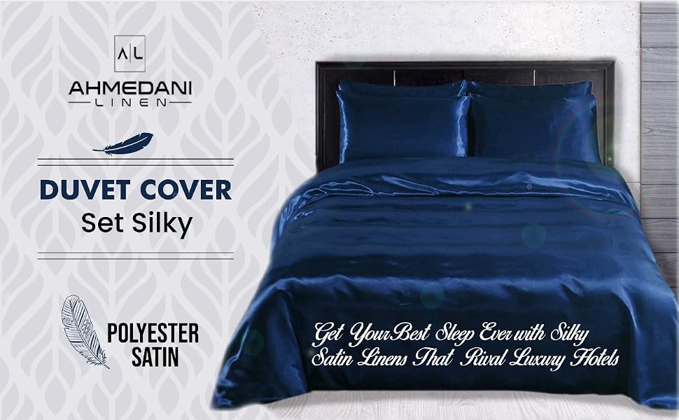 Ahmedani Linens Sexy Satin Sheets 6 Pcs Queen/King Bedding Set 1 Duvet Cover + 1 Fitted Sheet + 4 Pillow Cases (Many Colors) Red Queen
