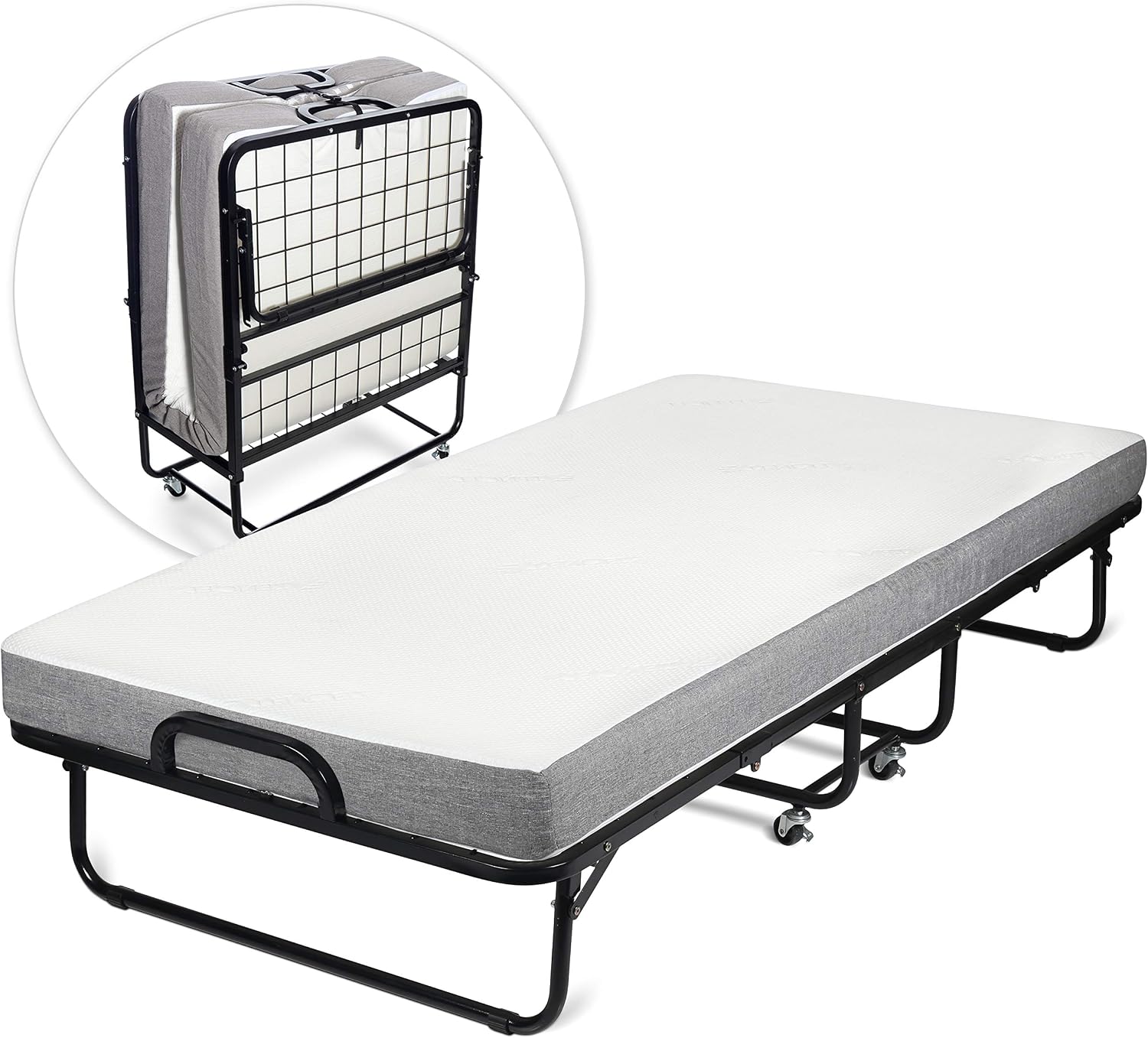 Milliard Diplomat Folding Bed - Cot Size - with Luxurious Memory Foam Mattress and a Super Strong Sturdy Frame - 75" x 31"