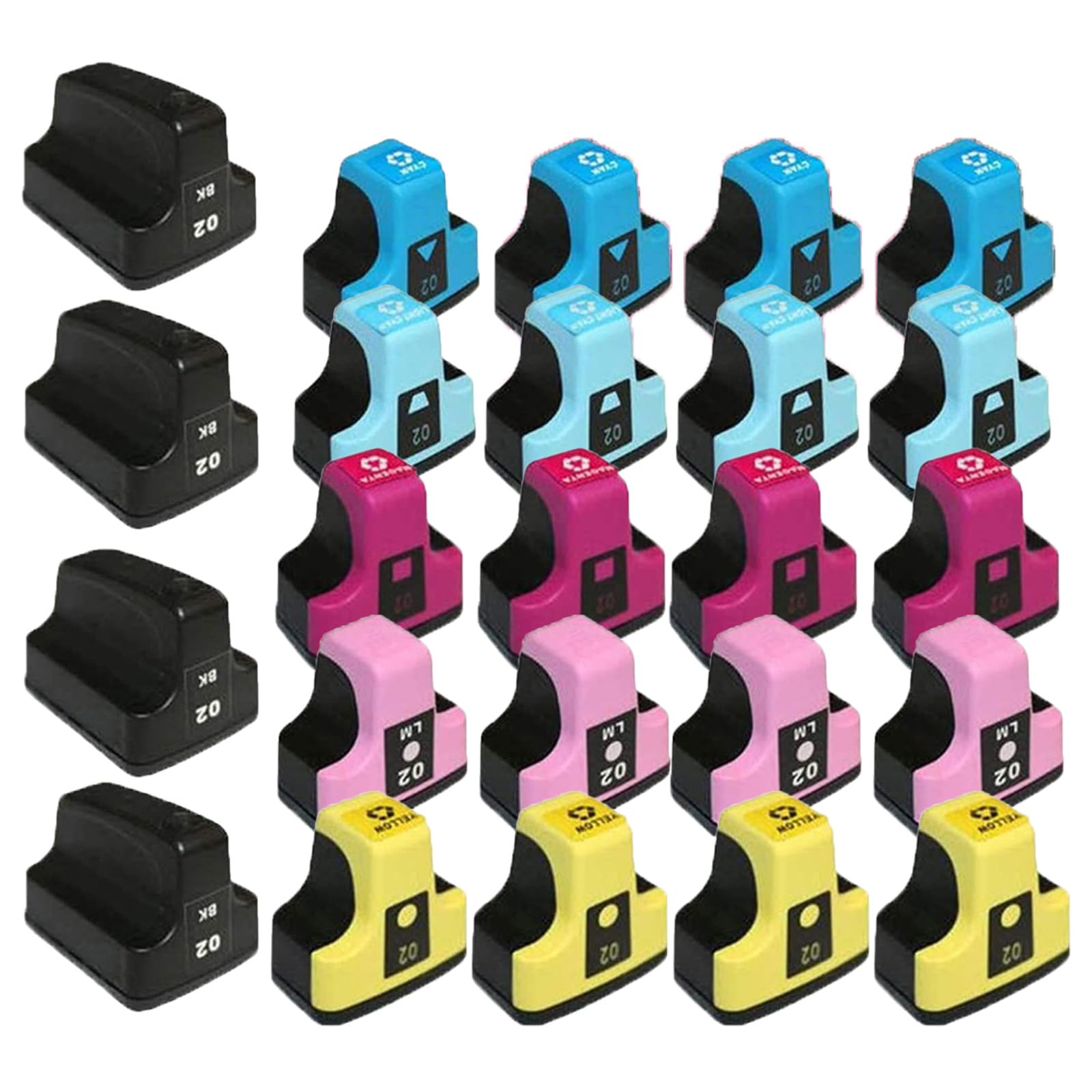 24 Pack - Compatible Ink Cartridges for HP 02 02XL 02-XL HP02 HP02XL C8721W C8771W C8772W C8773W C8774W C8775W Inkjet Cartridge Compatible With HP Photosmart 8250, 3210, 3310, C5180, C6180, C7180, D7160, D7360, 3110, C6280, C7280, C5150, C8180, D7260