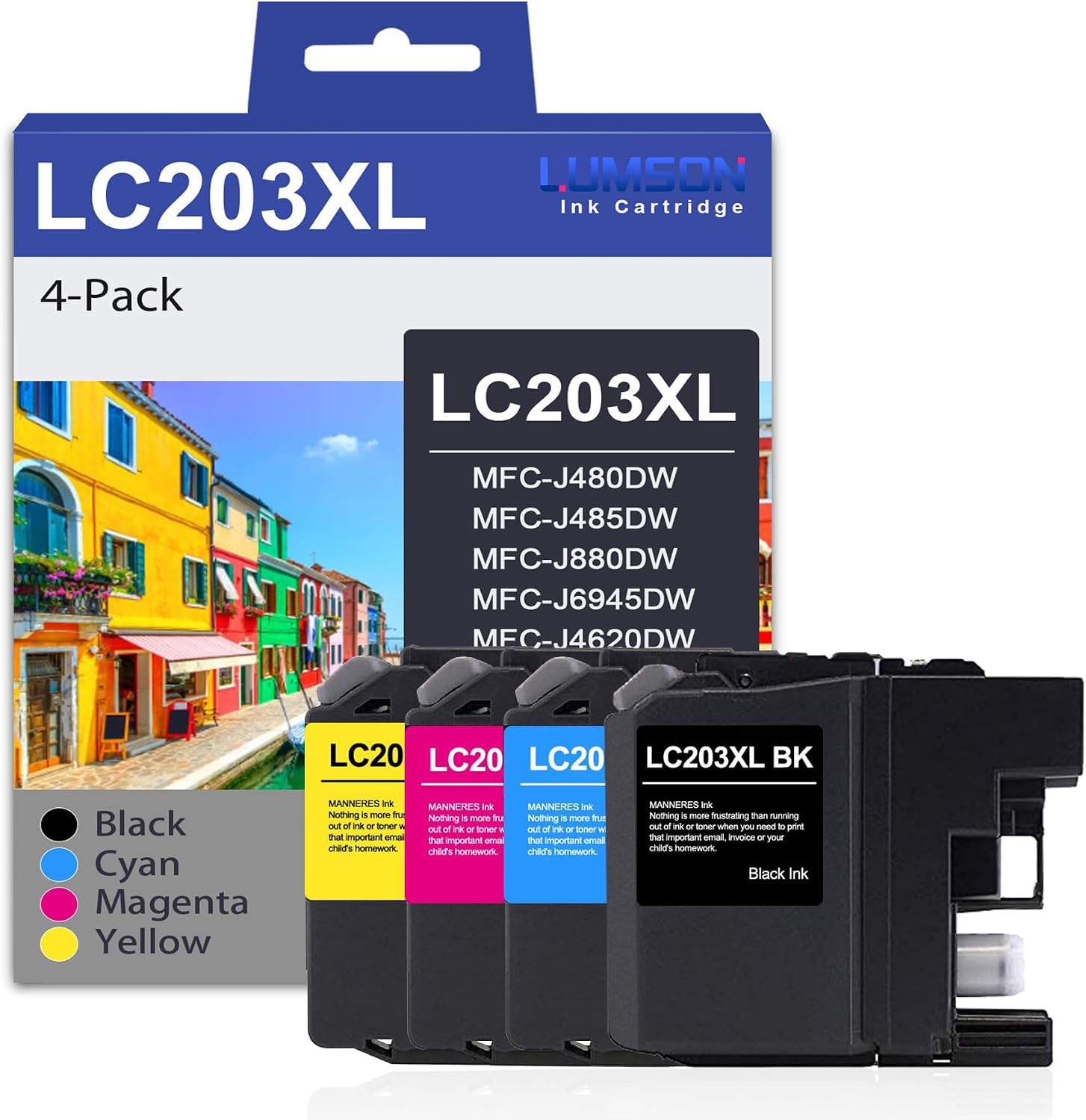 20 Inkfirst Ink Cartridges LC203XL LC203 LC201 High Yield Compatible Remanufactured for Brother MFC-J680DW MFC-J880DW MFC-J885DW MFC-J4320DW MFC-J4420DW MFC-J460DW MFC-J4620DW MFC-J480DW MFC-J485DW MFC-J5520DW MFC-J5620DW MFC-J5720DW Black Cyan Magenta Yellow (4 Set + 4 Black) LC203XLBK LC203XLC LC203XLM LC203XLY