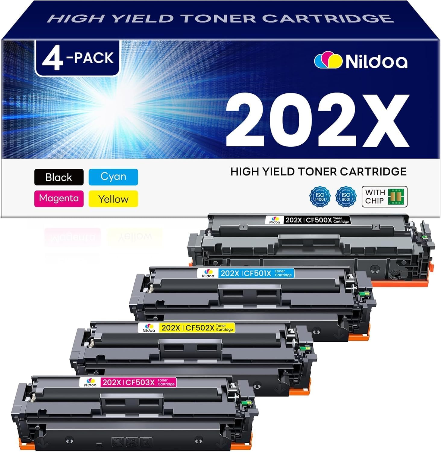 PrinterProTM Compatible Replacement for HP 202X Toner Cartridges CF500X High Yield of HP 202A CF500A Color Laserjet Pro M253 M254 M254dn M254nw M254DW MFP M280 M280nw M281cdw M281fdw M281fdn (Black)