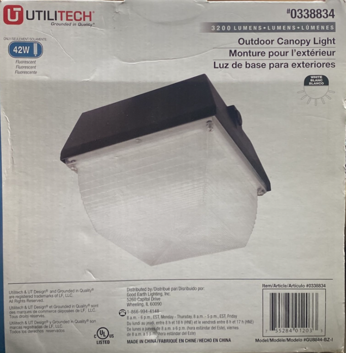 Utilitech Outdoor Canopy Light 3200 Lumens Gu8844 42w 033883 Utilitech Outdoor Canopy Light 3200 Lumens Gu8844 42w 033883