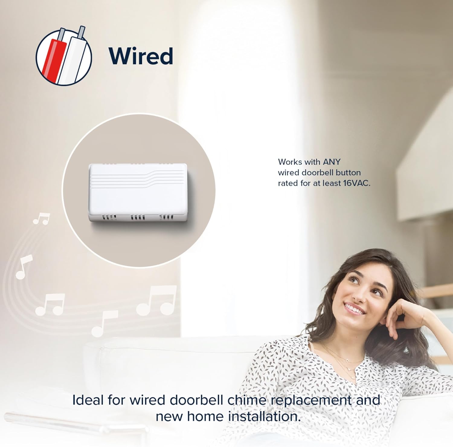 Heath Zenith 96/M-B Basic Series Wired Door Chime, White