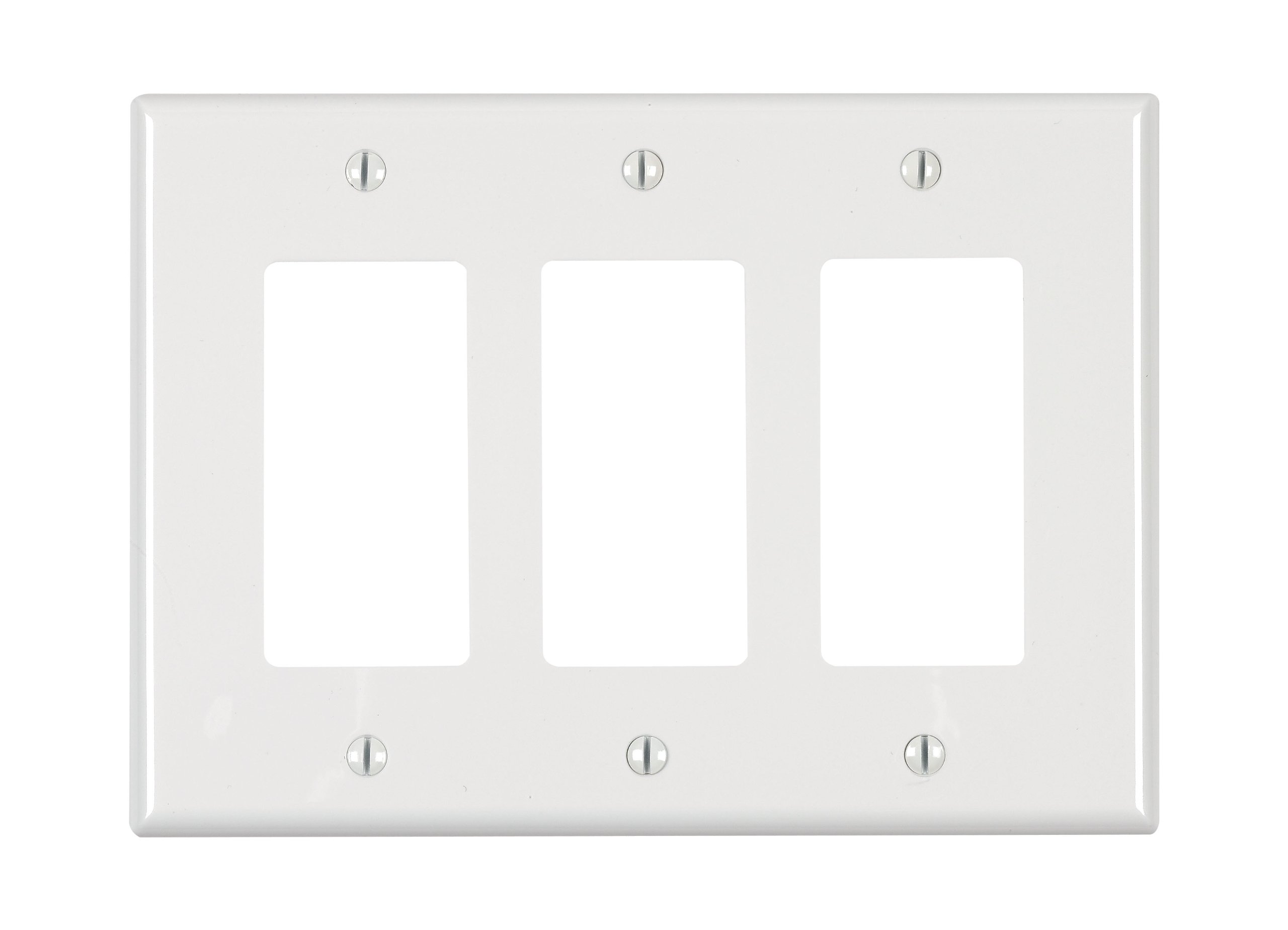 Leviton PJ263-W 3-Gang Decora/GFCI Decora Wallplate, Midway Size, White