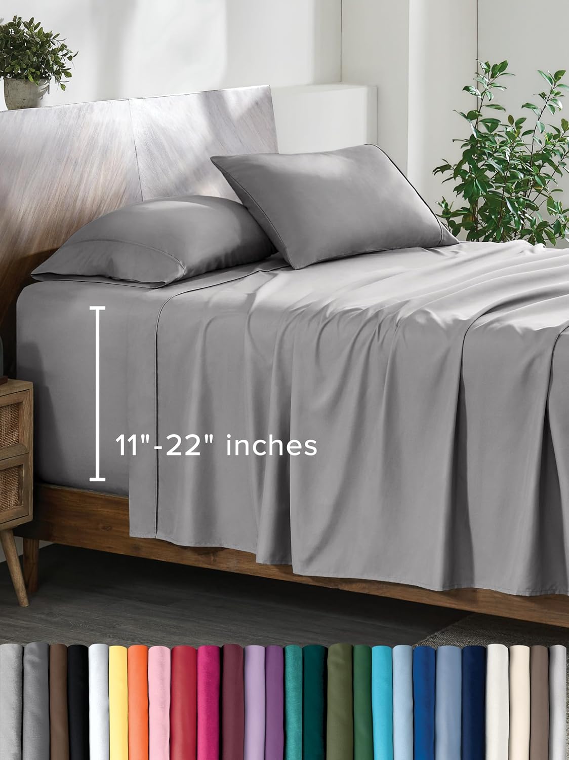 Bare Home Twin XL Sheet Set - College Dorm Size - Premium 1800 Ultra-Soft Microfiber Sheets Twin Extra Long - Double Brushed - Hypoallergenic - Wrinkle Resistant (Twin XL, Grey)