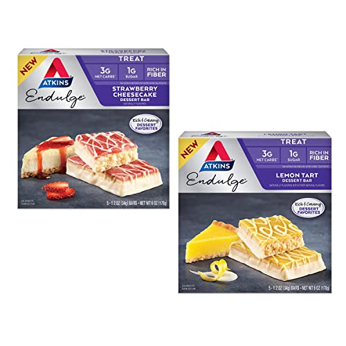 Atkins Endulge Treat, Strawberry Cheese Cake Dessert Bar, Keto Friendly, 5 Count
