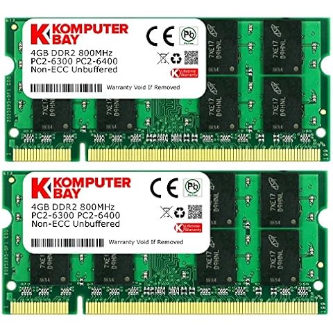 Komputerbay 8 GB (2 x 4GB) PC2-6400 DDR2-800 SoDIMM Dual Channel Laptop Memory Kit
