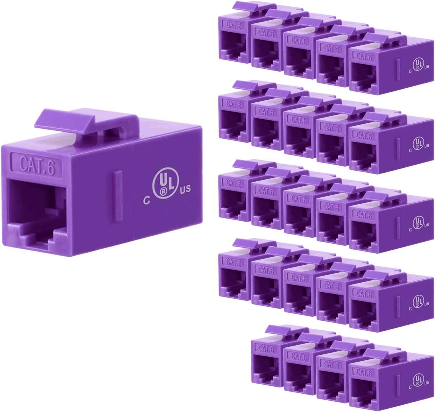 [UL Listed] VCE (25-Pack) UTP CAT6/CAT5/CAT5e Keystone Coupler, RJ45 Female to Female Insert Coupler, 8P8C Network Keystone Inline Jack