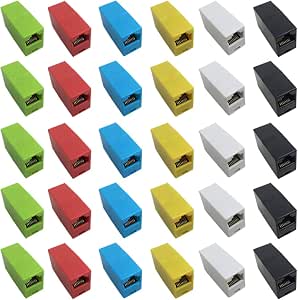 30 Pcs RJ45 Coupler Ethernet Cable Connector, AFUNTA 8P8C Cat6 Cat5e Cat5 LAN Cable Extension Inline Network Cable - Red, Blue, Black, White, Yellow, Green