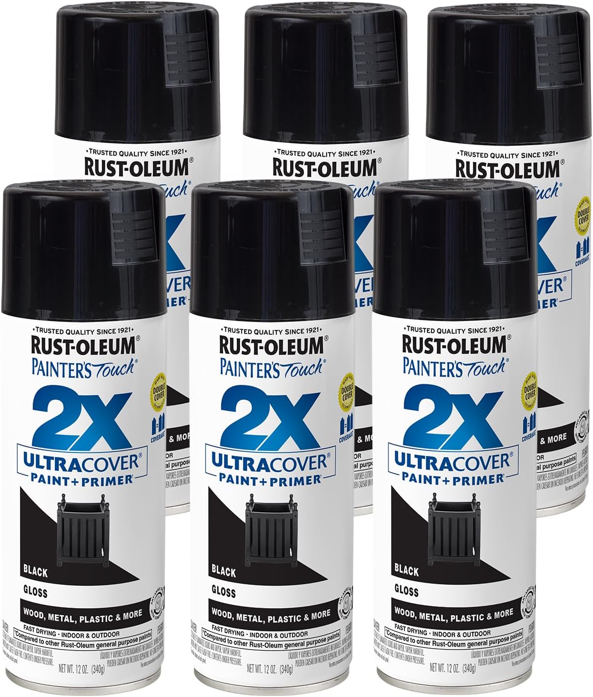 Rust-Oleum 249122 Painter's Touch Multi Purpose Spray Paint, 12-Ounce, Black