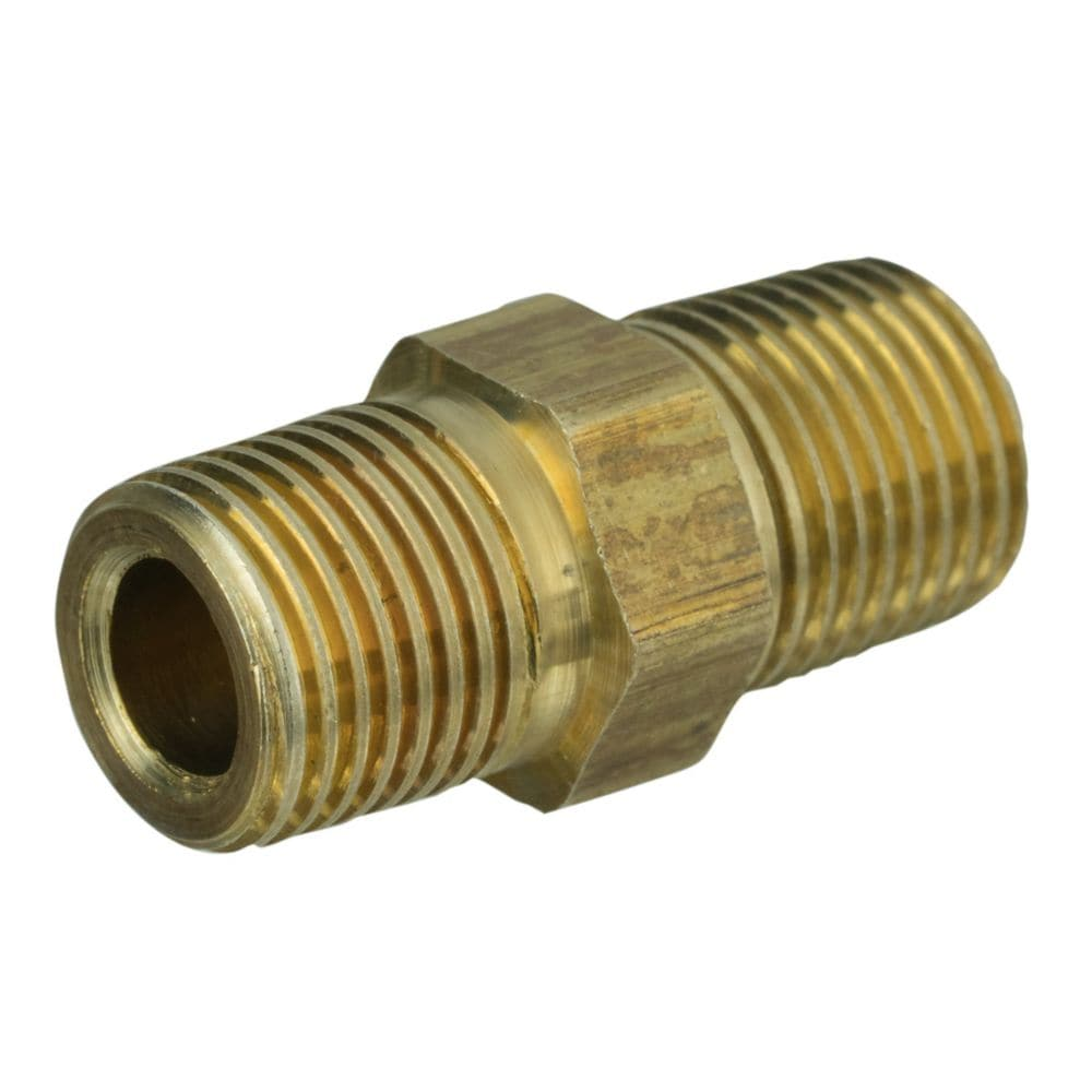 HANDy Sioux Chief 3/8 Inch Brass Hex Nipple Threaded Adapter Fitting