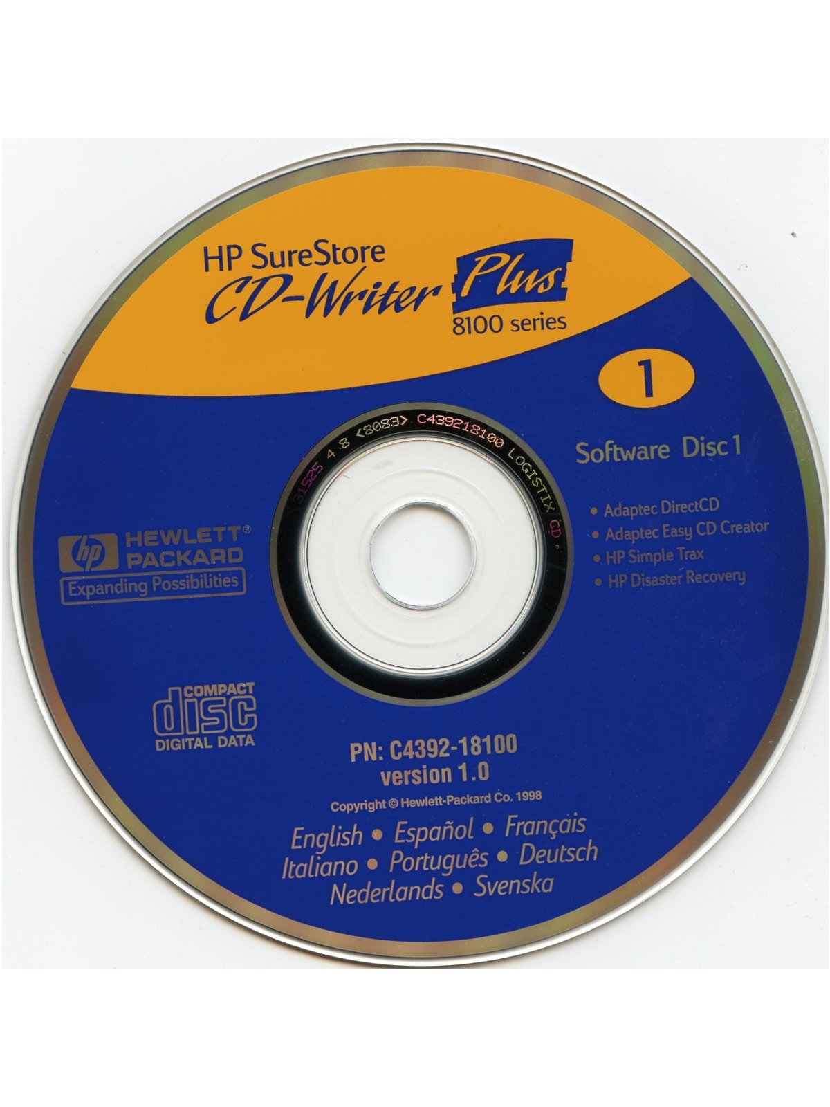 HP Hewlett Packard C4392A 8100i 24x2x4x Internal CD-Writer Plus Drive