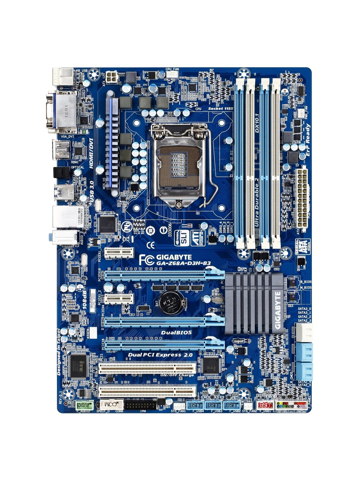 Gigabyte Intel Z68 ATX DDR3 2133 LGA 1155 Motherboard GA-Z68A-D3H-B3