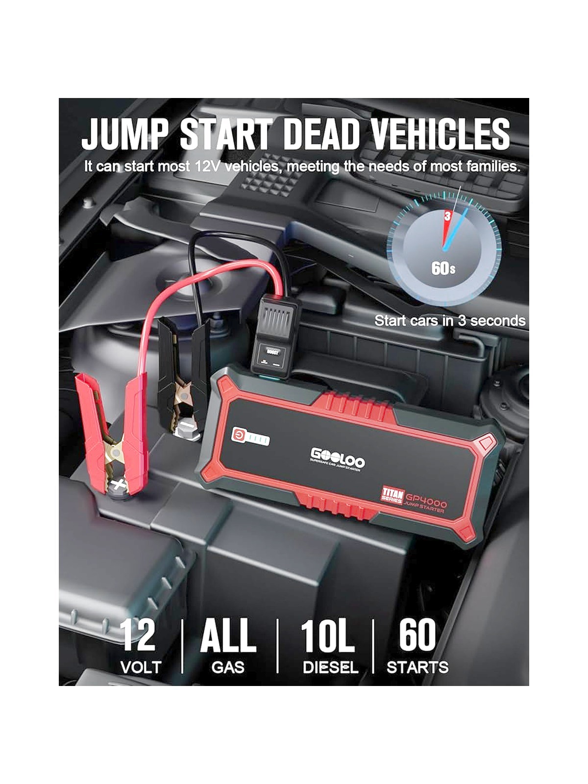 GOOLOO 12V Car Jump Starter 4000A Car Battery Starter 26800mAh Portable Power Bank Booster Auto Starting Device Emergency Start