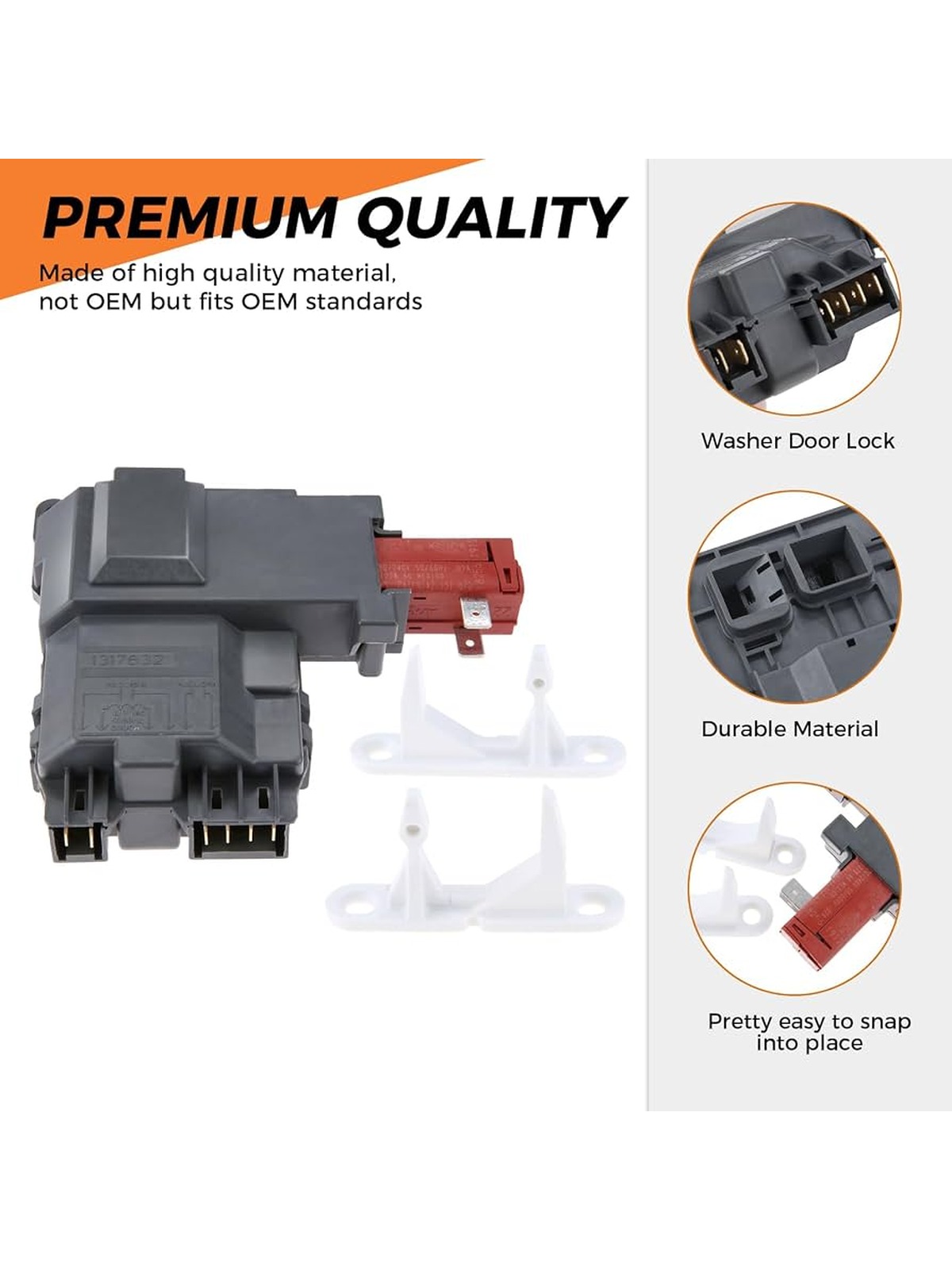 Vancasuk 131763202 Washer Door Lock Switch for Frigidaire, Electrolux, Kenmore＆ Two Door Striker 131763310 Combo Kit Replacement for 131269400,131763200,131763256,0131763202 131269400 131763200 AP4455026
