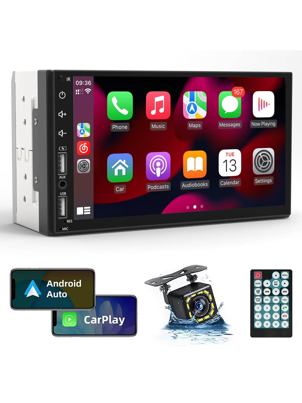 Android 8.1 Oreo Double 2 Din Car Stereo Head Unit in Dash Auto GPS Navigation Audio System 7 inch 1024 600 Touch Screen 8 Core Tablet Radio Support WiFi Bluetooth 1080P Video SWC Video Out USD SD