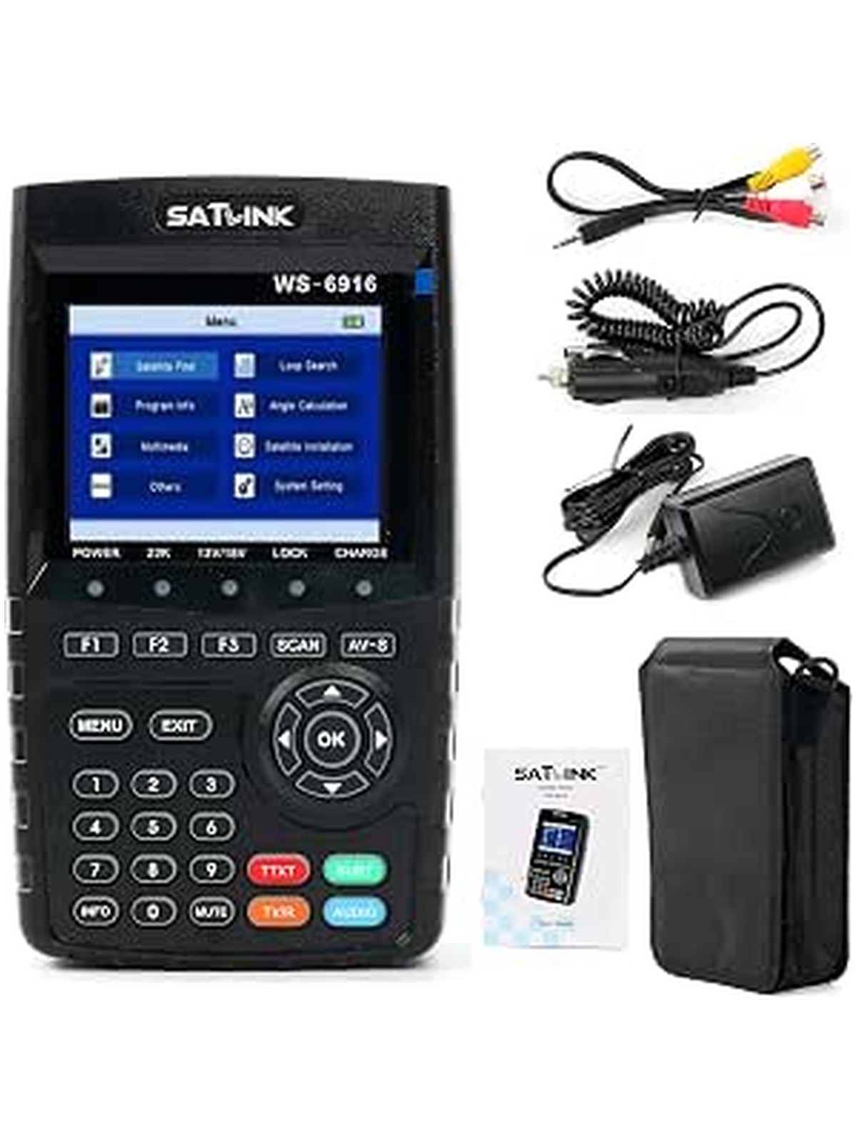 SATLINK WS-6916 DVB-S/S2 HD Digital Satellite TV Finder with MPEG-2/MPEG-4, Digital Satellite Signal Finder Meter, Black