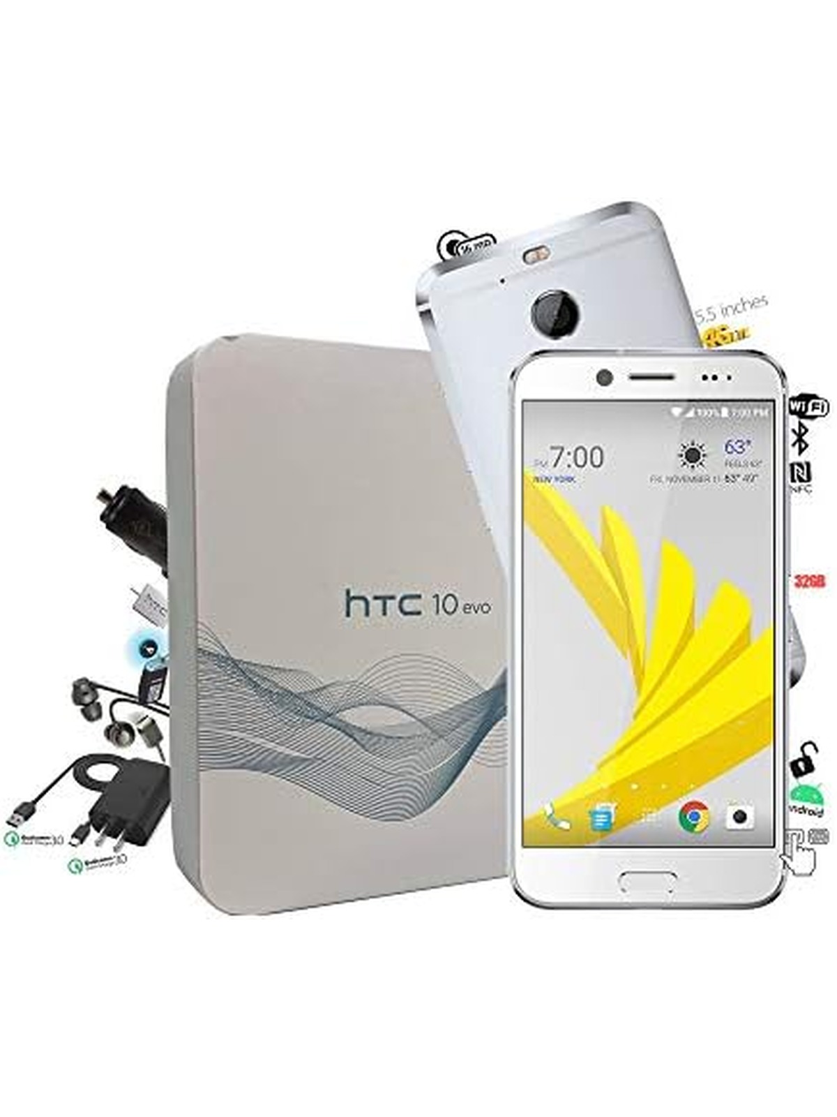 HTC 10 EVO 5.5" Super LCD3 Display 32GB Octa-Core 16MP Camera Smartphone - Unlocked for All GSM Carriers - Gunmetal Gray