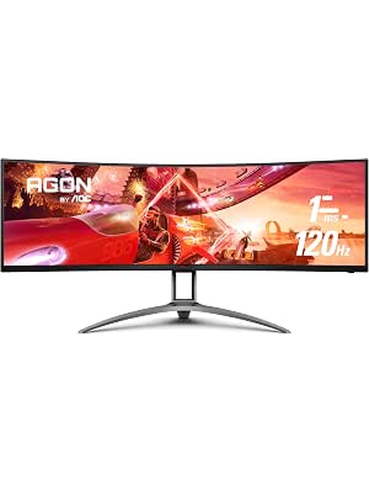 AOC VA Curved (1800R) Gaming MNT 2HDMI/2DP/Ha, Black/Silver, 49 Inch Dual QHD [5120x144] (AG493UCX)