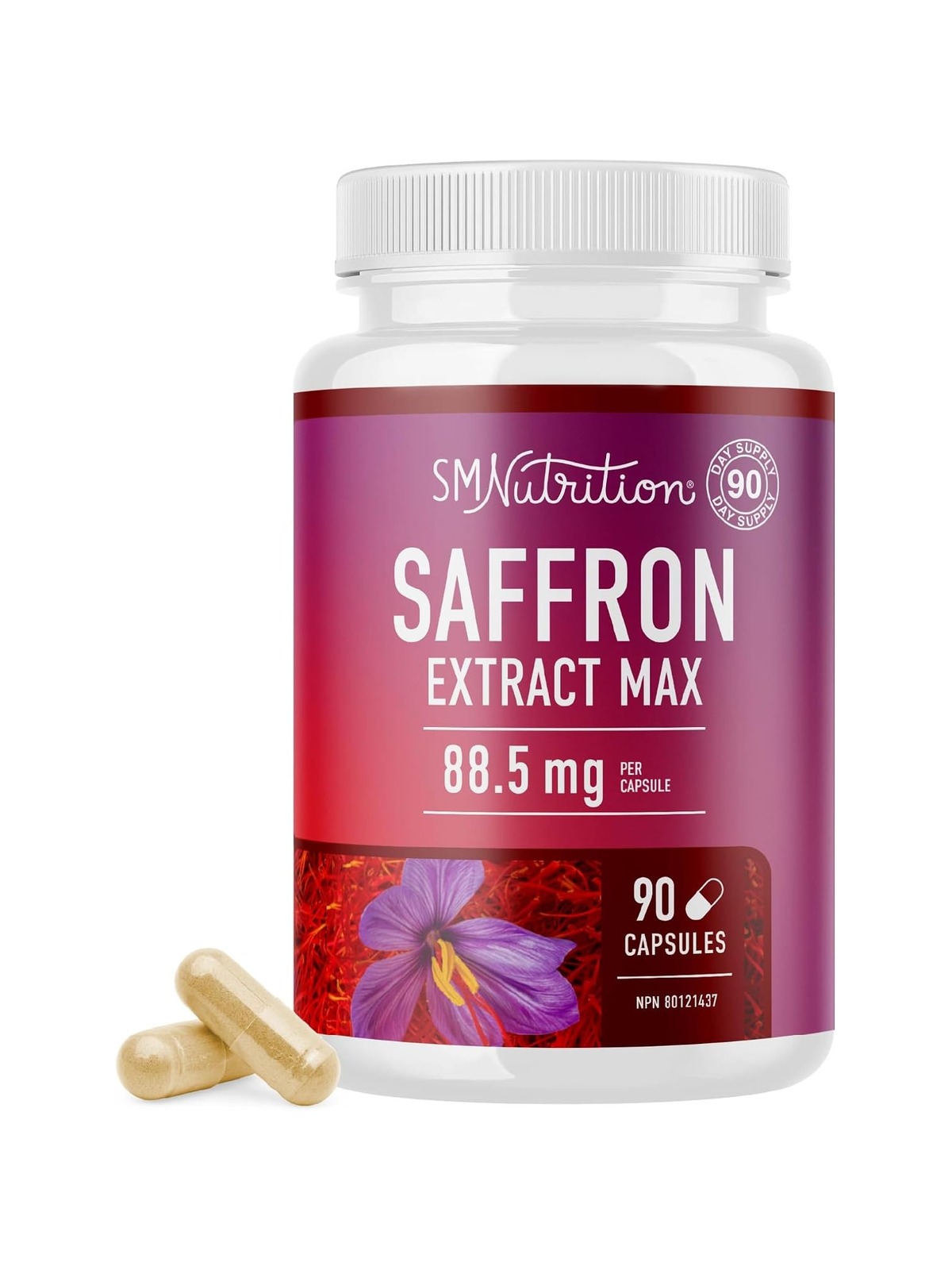 Saffron Extract Supplement 88.5mg | 90 Capsules | 100% Saffron Supplements for Men and Women | Powerful 3:1 Extract Ratio for Antioxidant Support | Gluten-Free, Non-GMO, Vegetarian, 3rd-Party Tested